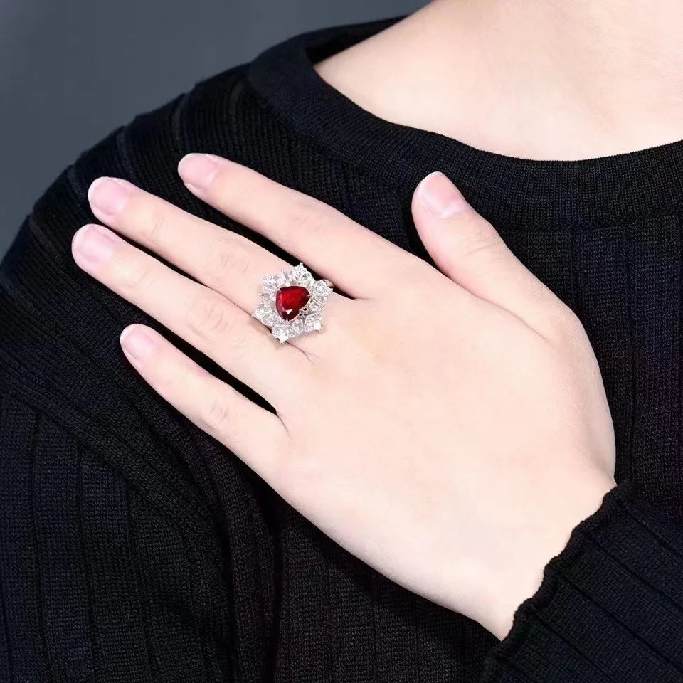 Heart-Shaped Gold and Ruby Ring