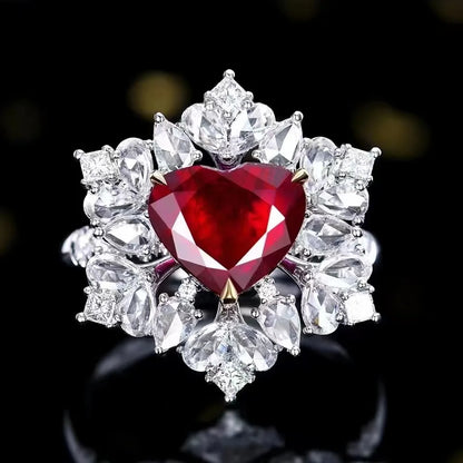 Heart-Shaped Gold and Ruby Ring